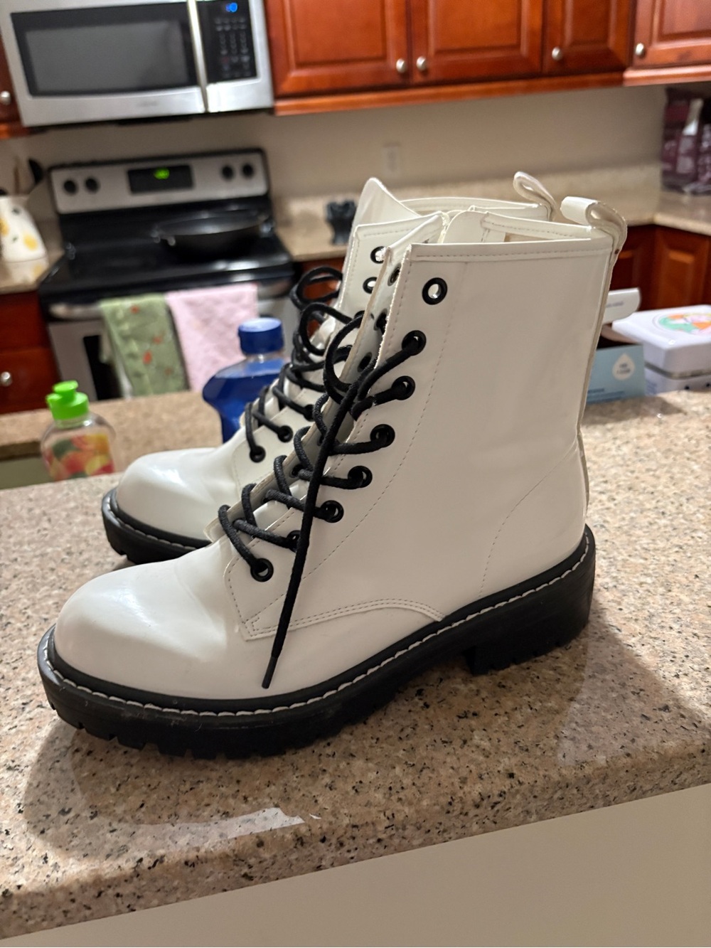 White Lace-Up Combat Boots for Women - Classic Ankle Boot